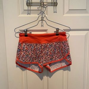 Orange Floral Lululemon Shorts